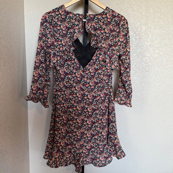 TOPSHOP Womens Ditsy‎ Floral Long Sleeve Mini Dress size 6 small - Picture 4 of 6
